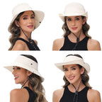 Sun Hats for Women Bucket Hat UV Protection Fishing Hat Wide Brim Safari Hats 2 in 1 Zip (1pack-beige)