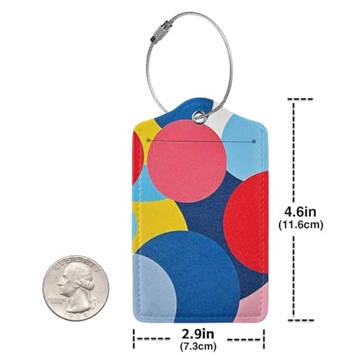 Luggage Tags for Suitcases Cute PU Leather Luggage Tags Travel Name Tags Baggage Tags for Cruise Ships Airport Travel Essentials 2 Pack (Geometric Circle)