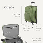 Sion Softside Expandable Spinner Luggage Durable Lightweight Travel Suitcase (3-Piece Set (Carry-On/Medium/Large) / Evergreen)