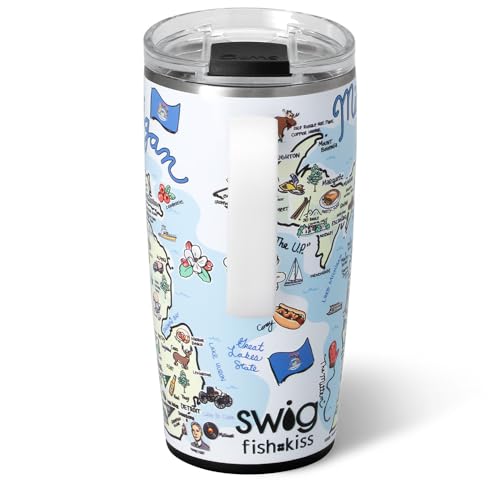22oz Insulated Travel Mug with Handle & Lid (Michigan / 22 Ounces)