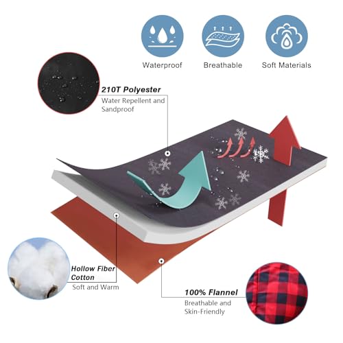 0 Degree Sleeping Bag Cotton Flannel Winter Cold Weather for Adults XXL Sleeping Bag 4 Season Big and Tall with Pillow Compression Sack (Black_L)