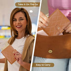 Rfid Passport Holder for Travel women (LG BROWN)