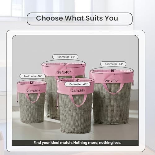 LFH Home Large Premium Cotton Rich Canvas Laundry Bag with Drawstring and Handles Heavy Duty (28"x36" (Pack of 6) / Pink)