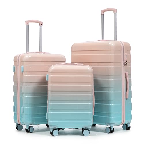 3 Piece Luggage Sets (Pink+Blue)