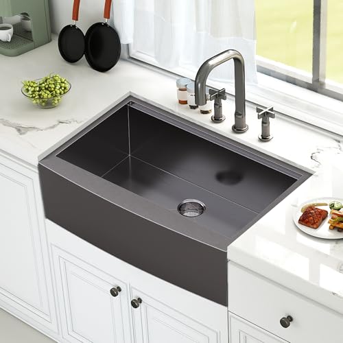 33 x 22 in Farmhouse Workstation Undermount Sink (Carbon black / 32.5-Inch)