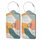 Luggage Tags for Suitcases Cute PU Leather Luggage Tags Travel Name Tags Baggage Tags for Cruise Ships Airport Travel Essentials 2 Pack (Bohemia)