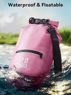 Waterproof Dry Bag Backpack with Zippered Pocket (Pink / 5L)