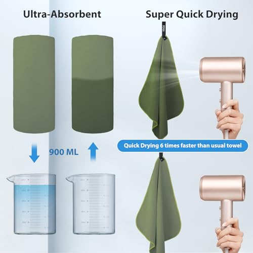 Microfiber Travel Sports Towel (Army Green / S:16''x32''(2 Pcs))