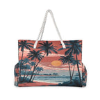 Large Beach Bags Totes Canvas Tote Shoulder Bag Soft Wave Water Resistant Bags for Gym Travel Daily Ocean (Palm Trees Sunset)