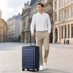 24 Inch Luggage (Navy / Checked-Medium 24-Inch)
