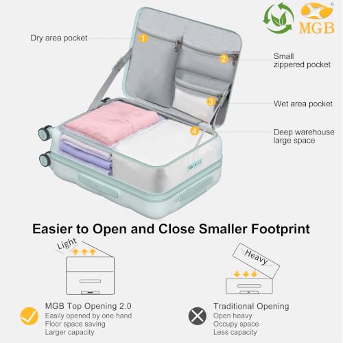 24 Inch Expandable Checked Luggage Hard Shell Suitcase (24 inch / Aquamarine)