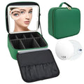 Travel Makeup Bag with LED Mirror and 10x magnifying glass with 3 Lighted Settings (Dark Green / With LED Mirror and 10x Magnifying Glass)