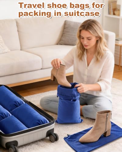 2 Pcs Single Shoe Bags for Travel (Palace Blue / 17.3"x8.6")