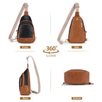 Crossbody Bags for Women Anti Theft Small Sling Handbag with Zipper Lock Vegan Leather RFID Blocking Chest Pure (Black Brown-001)