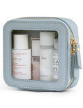 Clear Makeup Bag Travel Cosmetic Case Transparent Toiletry Bag with Zipper (Light Blue / Mini Chic)