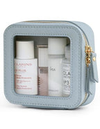 Clear Makeup Bag Travel Cosmetic Case Transparent Toiletry Bag with Zipper (Light Blue / Mini Chic)