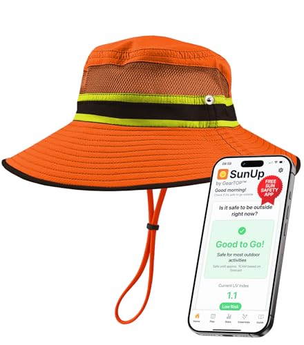 Reflective Safety Sun Hat (Orange Standard 1 Pack / Safari)