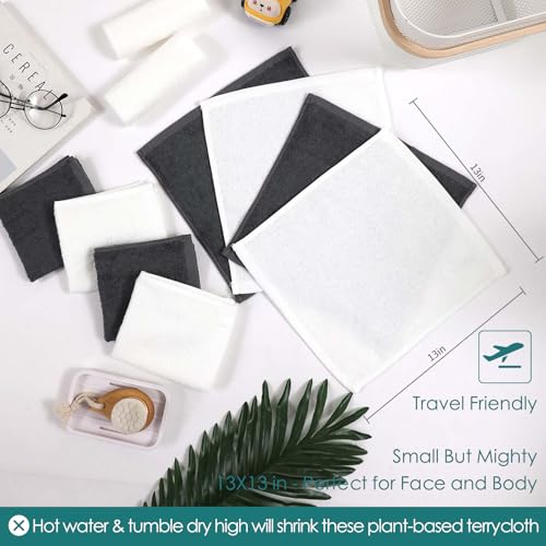 Wash Cloths 6 Pack (White & Grey / 13x13 inch-6 Pack)