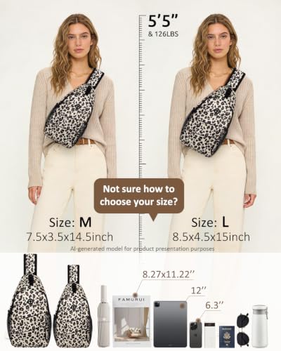 Crossbody Bags for Women Men Trendy Sling Bag Backpack Chest Bag (Medium / Leopard)
