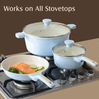 23 PCS Non Toxic Ceramic Cookware Set (Glacer Blue / Large)