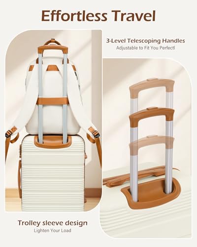 Luggage Sets with Spinner Wheels (3 piece set(BP) / WHITE-BROWN)