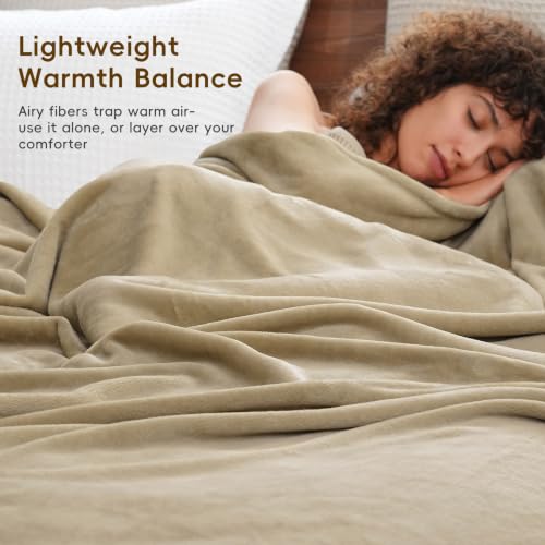 Fleece Blanket Twin Size 76x90 (Khaki / Twin xl(76" X 90"))