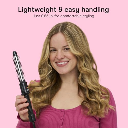 Curling Iron Brush for Short Hair (Black/Silver / 3/4-inch)