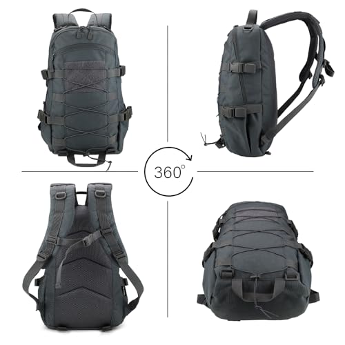 25L Hiking Backpack Small Tactical Backpack Daypack Camping Trekking Hunting Molle Pack for Men Women (Grey)