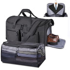 2 in 1 Garment Duffle Bags for Travel Mens Carry (Black Mesh Storage)