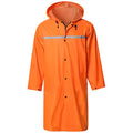 Mens Long Hooded Safety Rain Jacket Waterproof Emergency Raincoat Poncho (Medium / Orange)