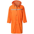 Mens Long Hooded Safety Rain Jacket Waterproof Emergency Raincoat Poncho (Medium / Orange)