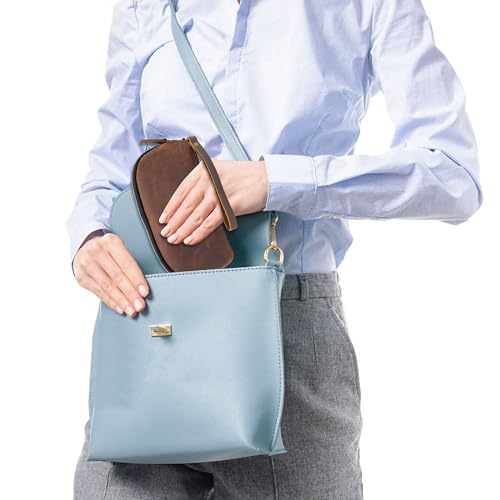 Leather Tech Pouch for Cables Chargers Phone (Large Vintage Dark Brown)