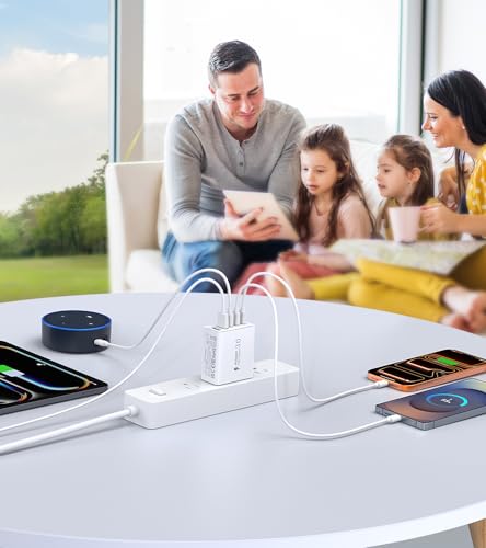 2‑Pack] 60W 5‑Port Multiport USB‑C Wall Charger (White)