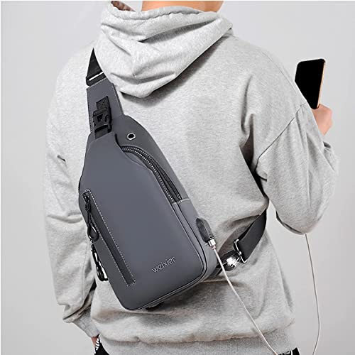Waterproof Sling Bags Mens Anti (Grey)