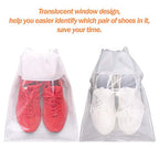 12 Pack Portable Shoe Bags for Travel Large Shoes Pouch Storage Organizer Clear Window with Drawstring for Men and Women White (White)