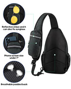 Crossbody Sling Backpack Sling Bag Travel Hiking Daypack (Z-hemp Black / Small)