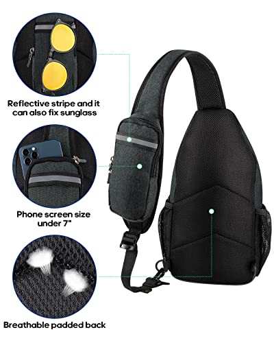 Crossbody Sling Backpack Sling Bag Travel Hiking Daypack (Z-hemp Black / Small)