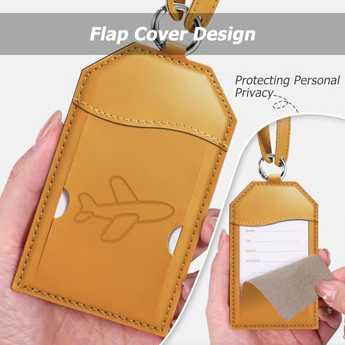 3 Pack Luggage Tags for Suitcases Bag Tag (Brown Airplane)