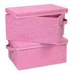 Storage Bins With Lids Closet Organizer Cabinet Box For Clothes (Pink - pink inside / 2 Pack)