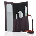 4pc Gray Glass Nail & Pedicure File Set (4-Pc: Glass File, Moon File, Cuticle Stick / Purple Leather Roll)