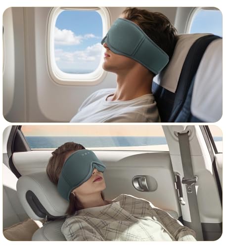 Bamboo Cotton Large Sleep Mask with Bluetooth Wireless Headphones (Gray)