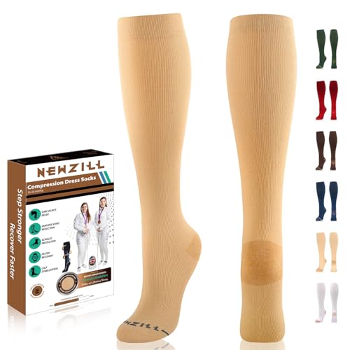 Copper Compression Dress Socks for Women & Men (Large-X-Large / Nude)