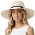 Womens Sun Straw Hat Bowknot Hat Summer Wide Brim Bucket Hats Foldable Beach Sun Hats Roll up UPF 50+ (1 Pack Bowknot Hat: Ivory White, 4.7" Brim)