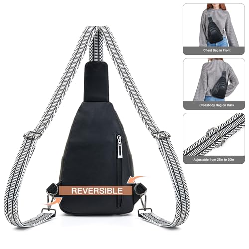 10L Crossbody Sling Bag for Women Men Anti Theft Cross Body Fanny Pack Belt Bag Purse Gifts for Women Faux Leather (10L / 10l-black)