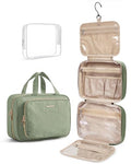 Toiletry Bag Hanging Travel Makeup Organizer with TSA Approved Transparent Cosmetic Bag Makeup Bag for Full Sized Toiletries (Green / Large)