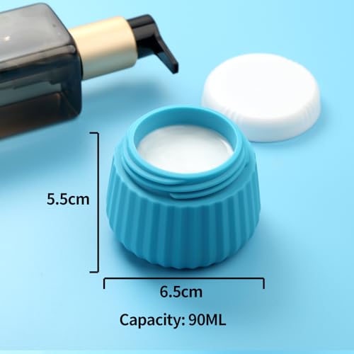 Travel Bottles for Toiletries 8 Pack (Bottle 3oz Jars 3oz / Blue)