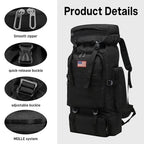 80L 2 pack Hiking Backpack for Men with Sling Tactical Backpack (80l Black - Pro(900d Fabric) + Sling Bag Bundle / Hiking Backpack 3077)