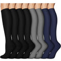 8 Pairs Compression Socks Women Men 15 (09 - 4black/2grey/2navy / Small-Medium)