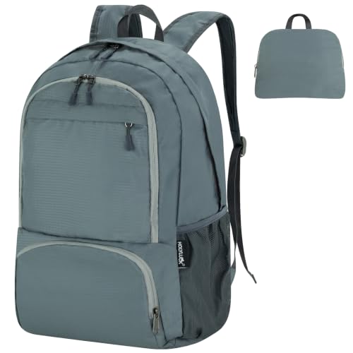 20L lightweight packable Hiking Daypack Foldable Backpack for Men Women Small Travel Outdoor Foldable Shoulder Bag (Light Grey)