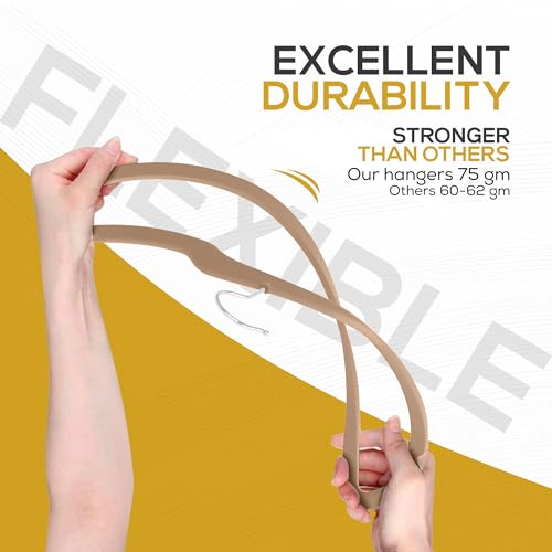 50 Pack New Premium Quality Velvet Hangers Ultra Thin Non Slip Adult Felt Space Saving Hangers for Closet Heavy Duty Coat Pants Dress Hangers 360° Swivel Hook Hold Upto 10 lbs Warm Taupe (Warm Taupe / 50 Pack)